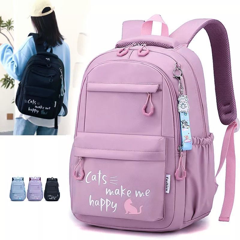 OROCHIMARU SHOP {{BISA COD}}TAS RANSEL ANAK SEKOLAH SD SMP SMA PEREMPUAN CATS MAKE ME HAPPY