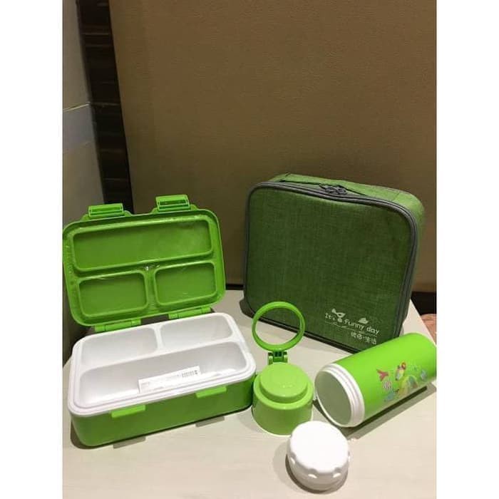 LUNCHBOX YOOYEE SET 628 PINK GREEN (LUNCHBOX BOTOL TAS)