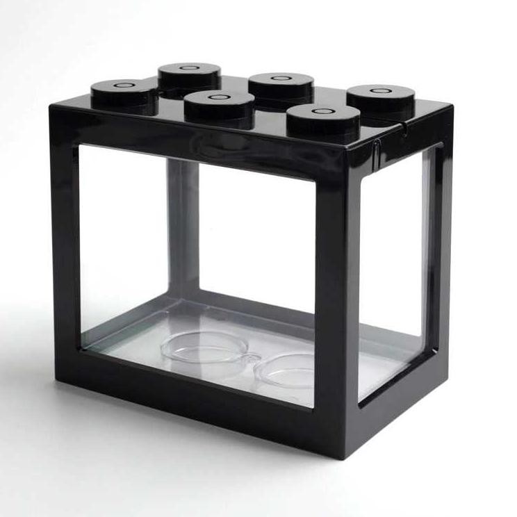 \u300adiskonlagi\u300b LARIS Aquarium Mini Bentuk Lego Terlengkap Lampu LED, Akuarium Ikan Kecil Cupang Murah 