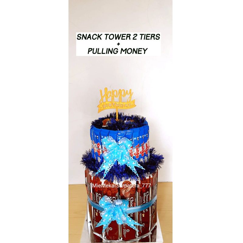 

Money cake - pulling money - kue ultah -snack tower