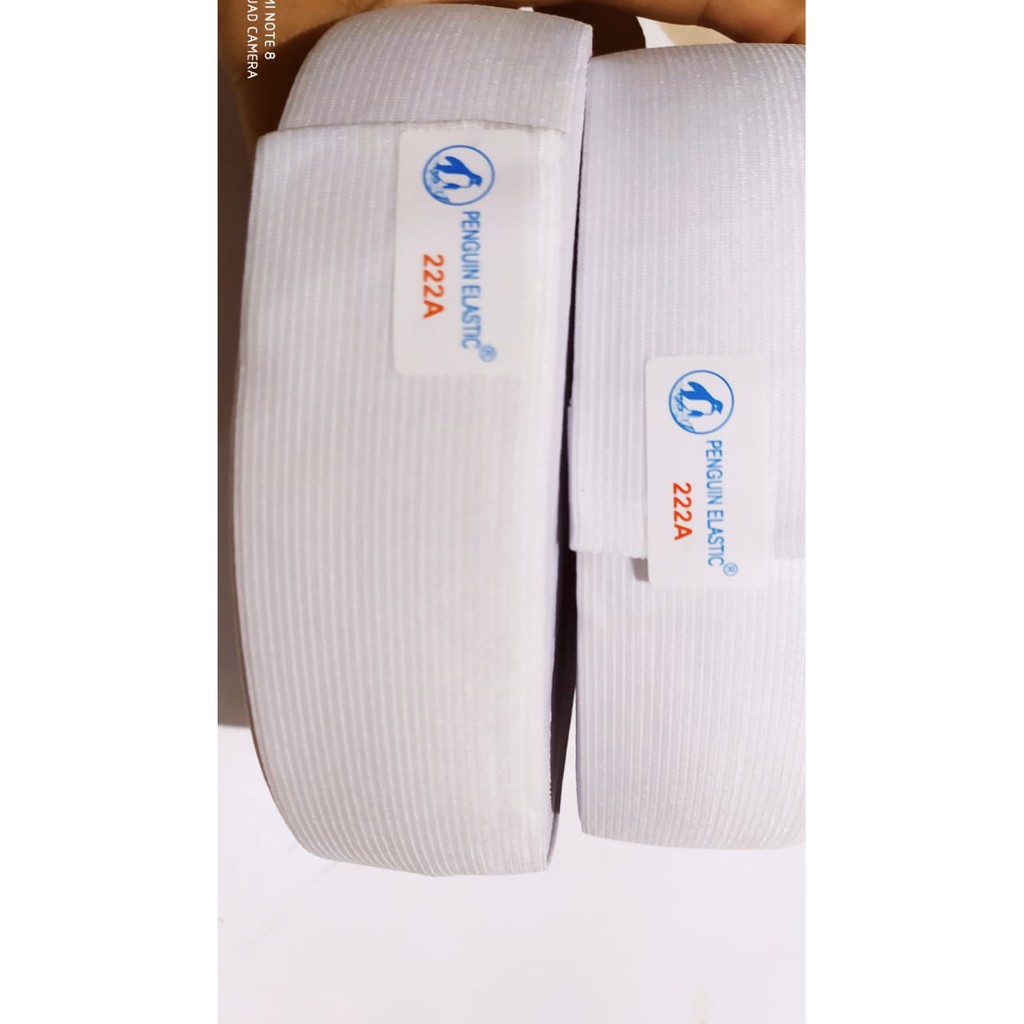 Karet Elastis penguin 222A 5 cm per roll putih -  hitam Karet  Putih ukuran 5 cm - Karet penguin