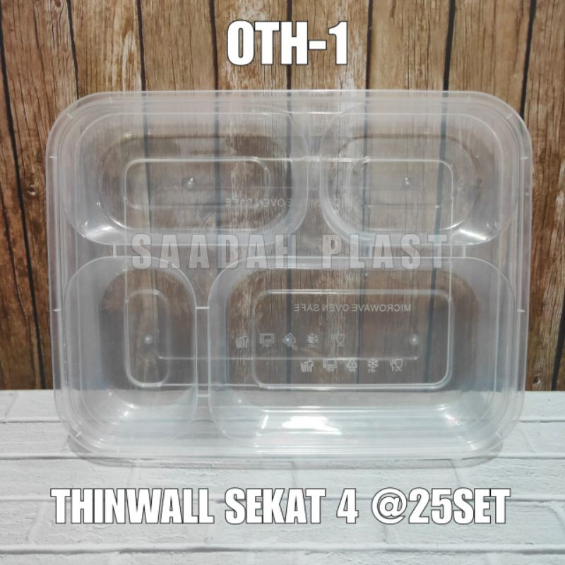 (25SET)Thinwall Sekat 4 Bento OTH-1 Kotak Makan Tahan Panas Microwave