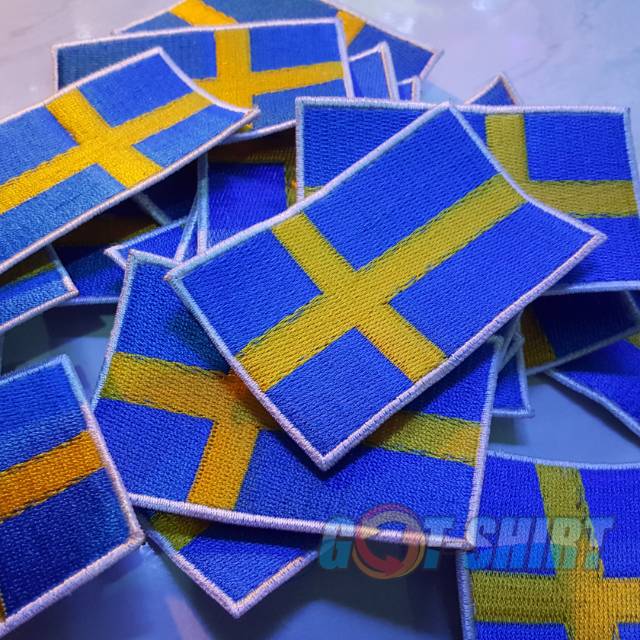 emblem patch bordir bendera swedia