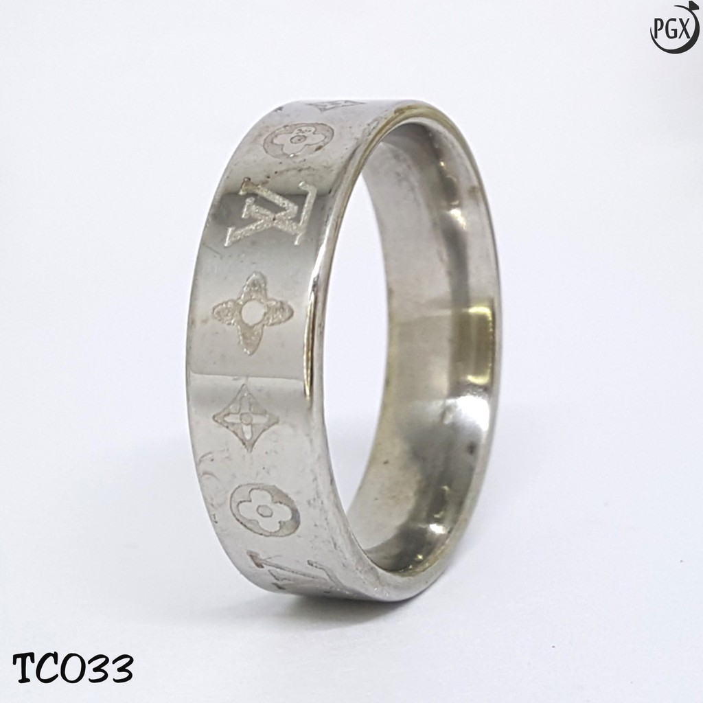 PGX Cincin Titanium Couple Silver Aksesoris Fashion Perhiasan Anti Karat - TC033