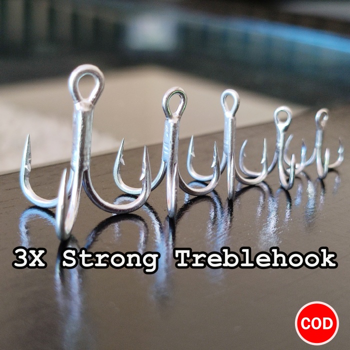 Treble hook 3x Strong kail Pancing Mata tiga Cutting Point Nomor #12 #10 #8 #6 #4