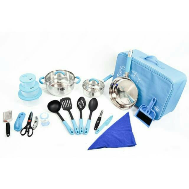 Oxone OX-992 Panci set 23Pcs Travel Cookware Set - Biru