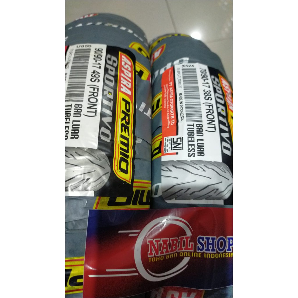 Paket Aspira Sportivo 70/90 17 dan 90/90 17 Tubeless Freepentil
