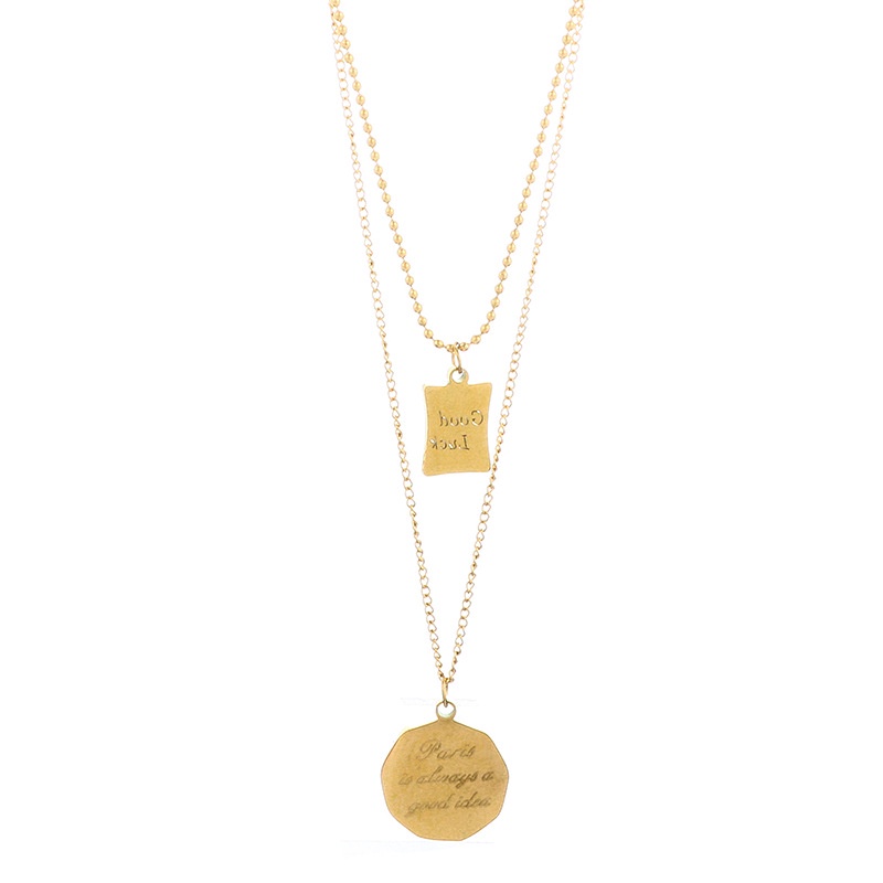 Kalung dua layer good luck paris always good idea titanium korea style anti karat