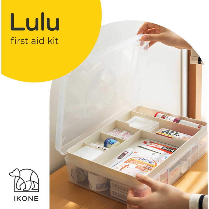 【IKONE】LULU First Aid Kit Box Organizer Tempat Penyimpanan Obat Obat Organiser P3K Organizer Box Kotak Obat Rumah Tempat penyimpanan Obat Rumah Kotak Obat P3K