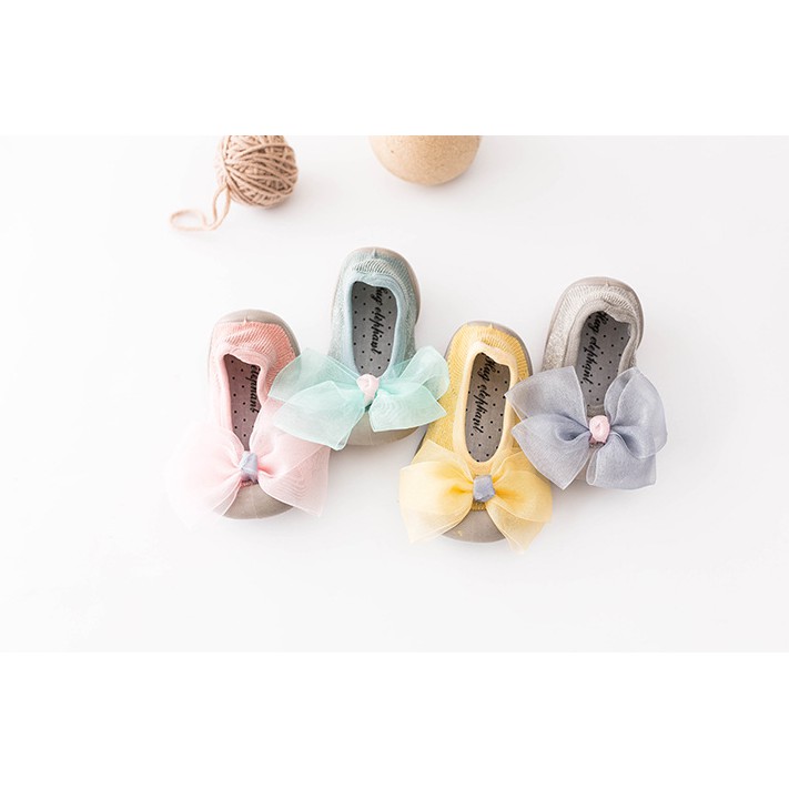 (HZ) Sepatu Bayi Putri Bahan Karet Lembut / Sepatu Ranjang Anti Selip Model Pita