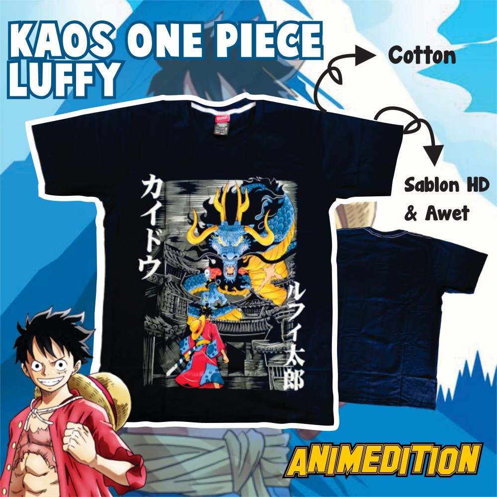 Kaos Anime Luffy vs Kaido One Piece Navy