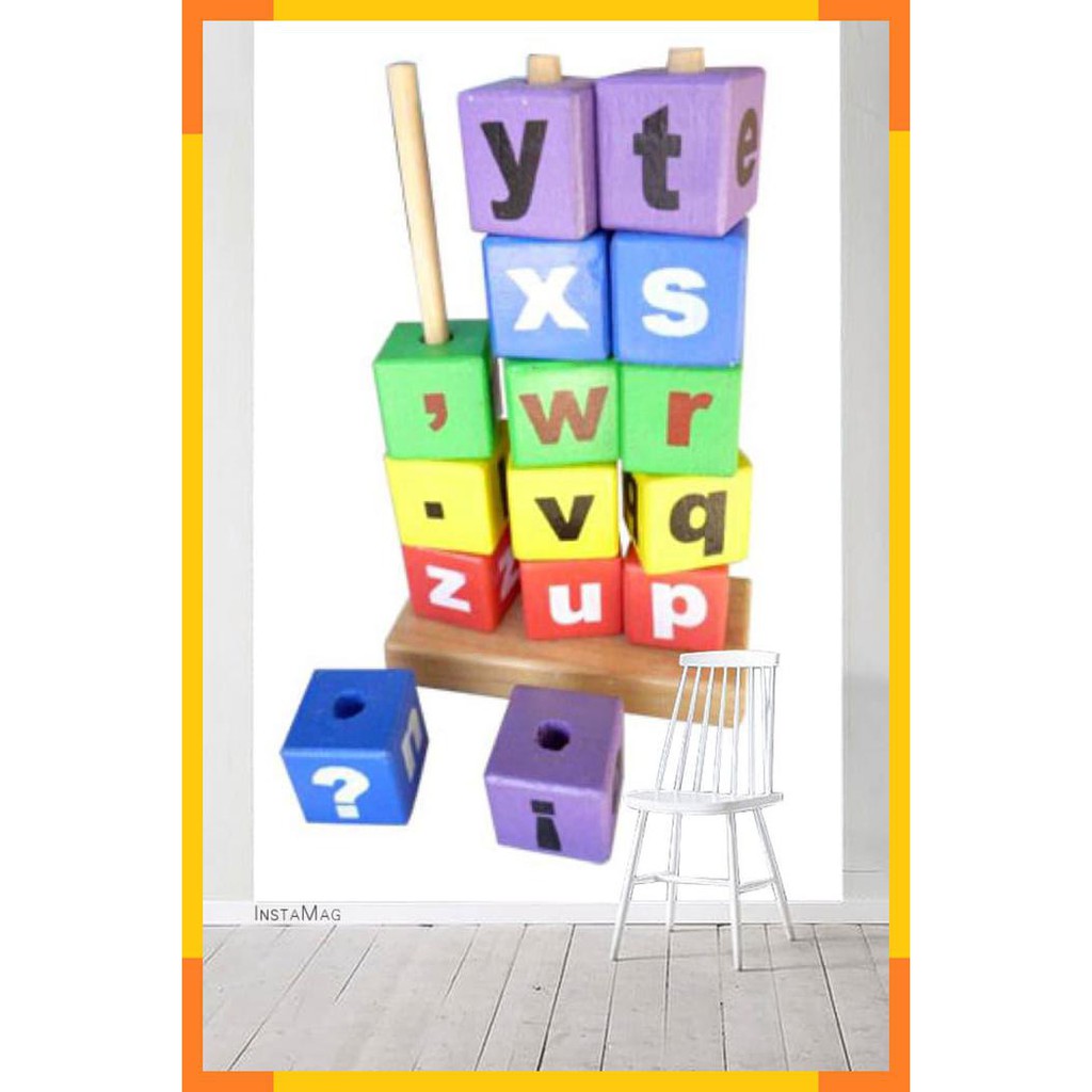 Mainan Edukatif / Edukasi Anak - Puzzle Balok Kayu - Menara Huruf ABC
