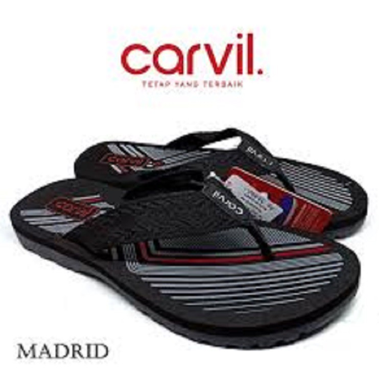 (GROSIR &amp; ECER) Sandal Carvil Madrid Black Grey Size 39 - 44 / Sandal Casual Pria / Sandal Original