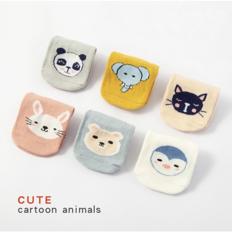Kaos Kaki Pendek Anak Bayi Unisex Antislip Animal Smiley / Baby Socks
