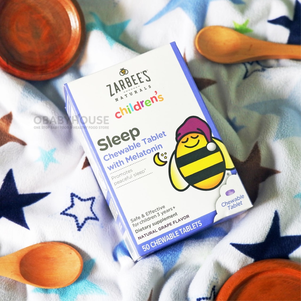 Zarbee's Children's Sleep with Melatonin, Natural Grape Flavor 50 Chewable Tablets