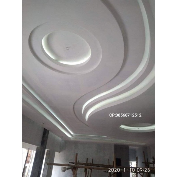 Plafond gipsum drop ceiling lengkung