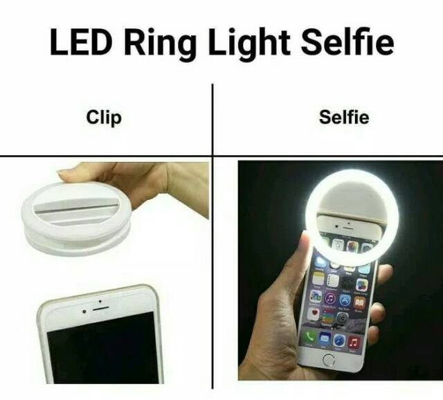 Selfie Ring Led Light - Lampu Selfie Jepit HP - Bigo Tik Tok Flash Light Warm White - Camera