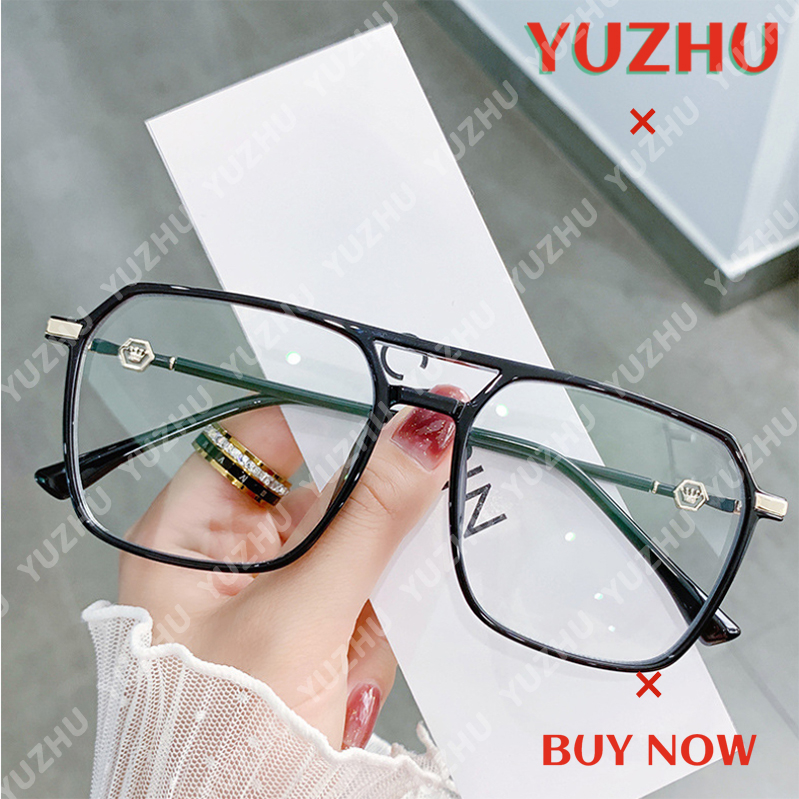 (YUZHU) COD New Fashion Anti Blue Light Oversized Frame Kacamata Lensa yang Dapat Diganti