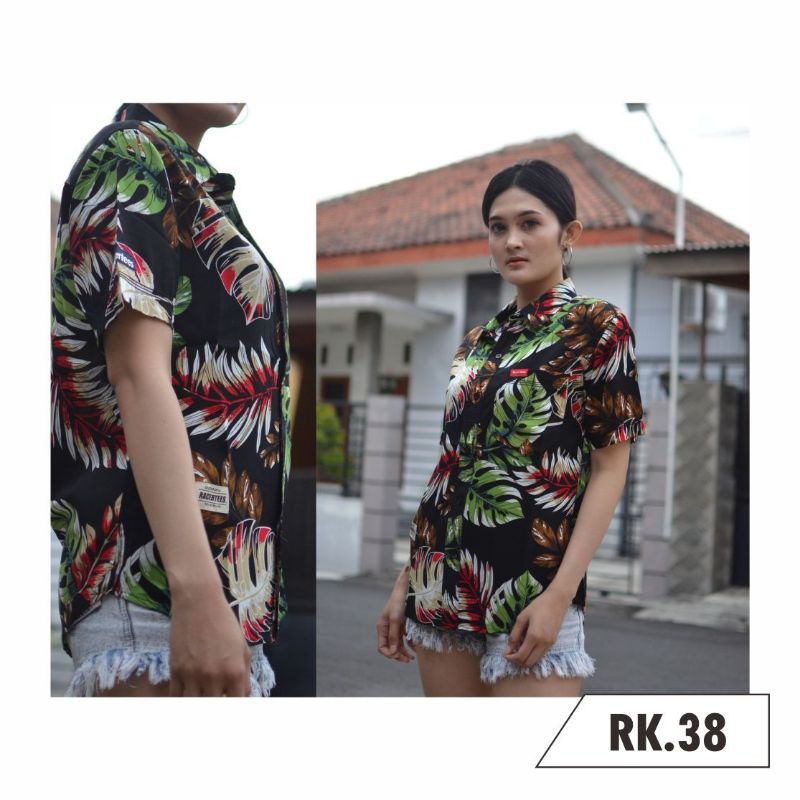 KEMEJA FLORAL HEM PANTAI HEM TROPICAL HEM RACERTEES 100% ORIGINAL