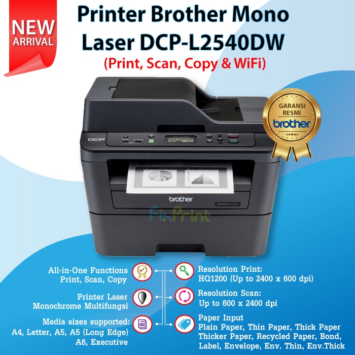 Printer Brother Docuprint DCP-L2540DW Duplex Wireless Garansi Resmi With Toner TN2356 TN-2356