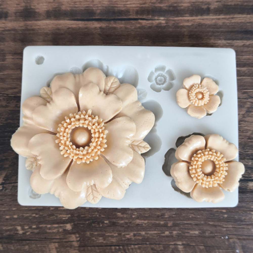 REBUY Ceramics Fondant Mold Chocolate Baking Tool Floral Silicone Mould Gumpaste Cake Decorating Craft Reusable Cake Peony Flower Kitchen Utensils/Multicolor