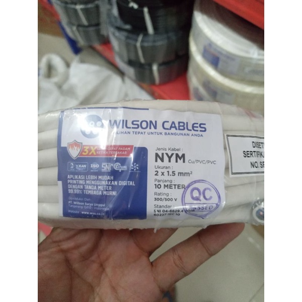 Kabel wilson nym Listrik 2x1,5 mm KAWAT Tembaga Murni kawat 2 tembaga kawat (10 meter)