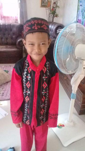 Baju Anak Setelan Muslim Motif Batik Kotak