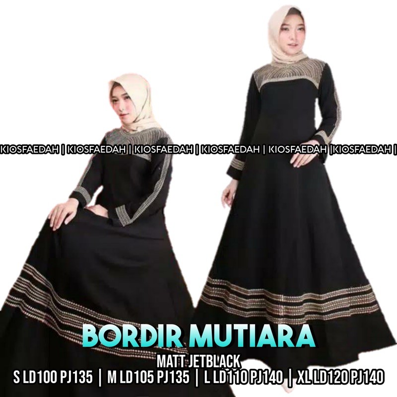 Abaya gamis hitam arab Bordir Mutiara