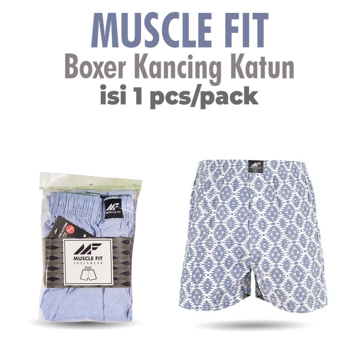MUSCLE FIT BOXER KANCING KATUN CELANA DALAM PRIA - 1 PCS - RANDOM HIGHT CLASS