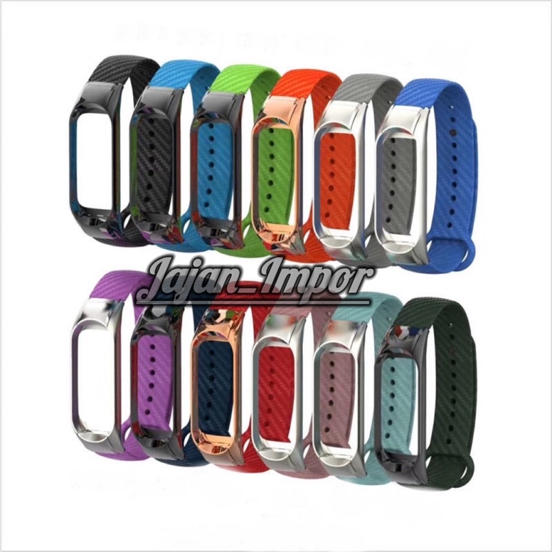 Strap Xiaomi Mi Band miband  3 4 5 6 Replacement Metal Frame Carbon Fiber Strap Wristband