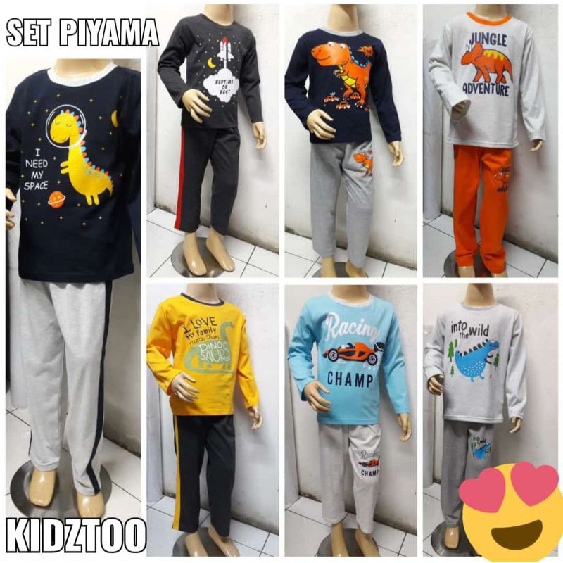 Kidz too Baju tidur anak laki I Piyama anak 4-12th I Setelan panjang anak