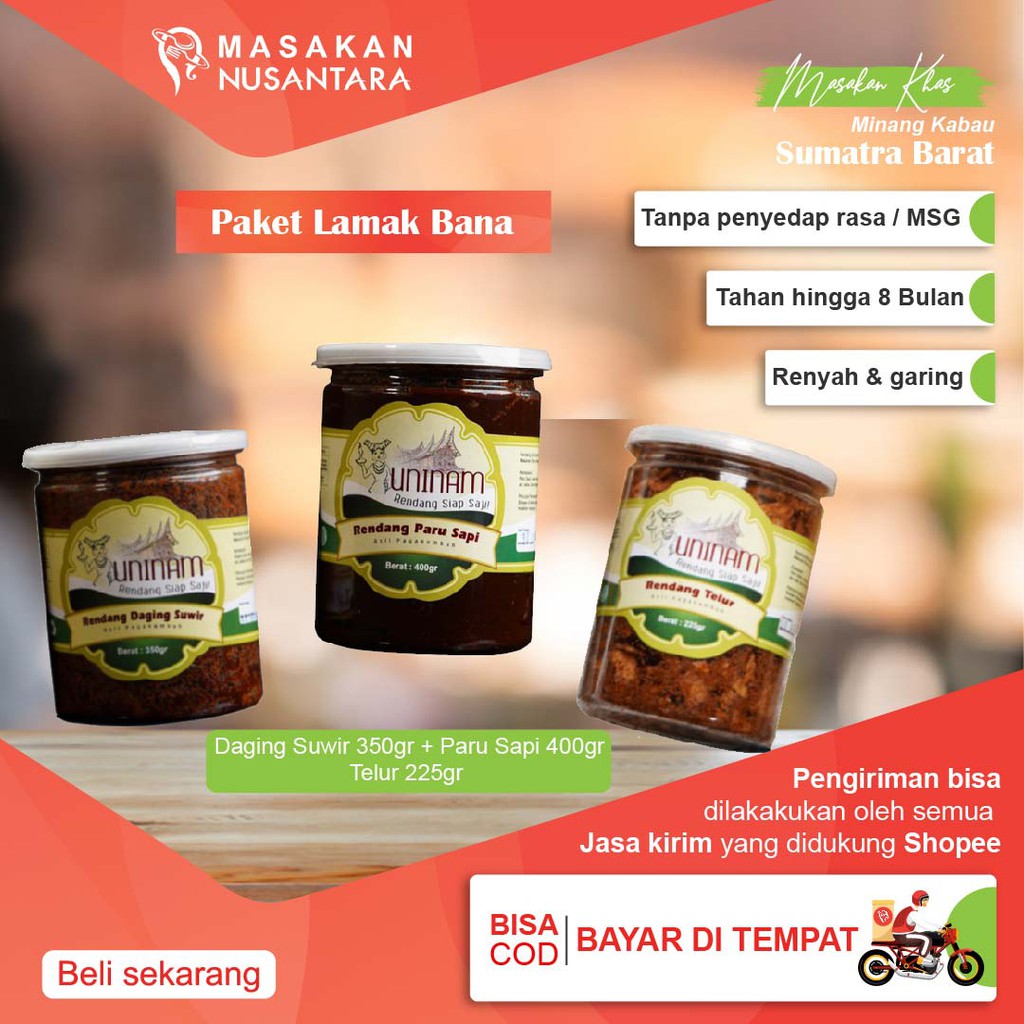 

Rendang Paket Lamak Bana / Rendang UniNam Makanan Kemasan Rendang Sapi Rendang Makanan Cepat Saji