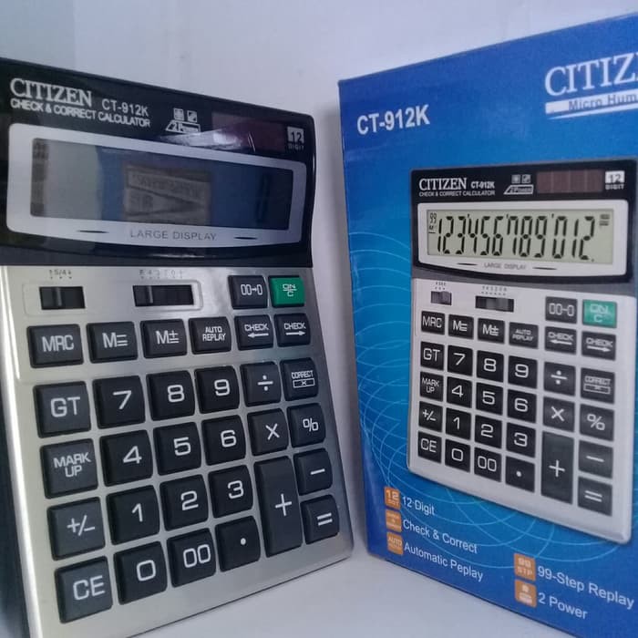 KALKULATOR CITIZEN CT-912K CALCULATOR BATERAI AA MUDAH 12 DIGIT CEK ULANG DENGAN KUALITAS 912 K