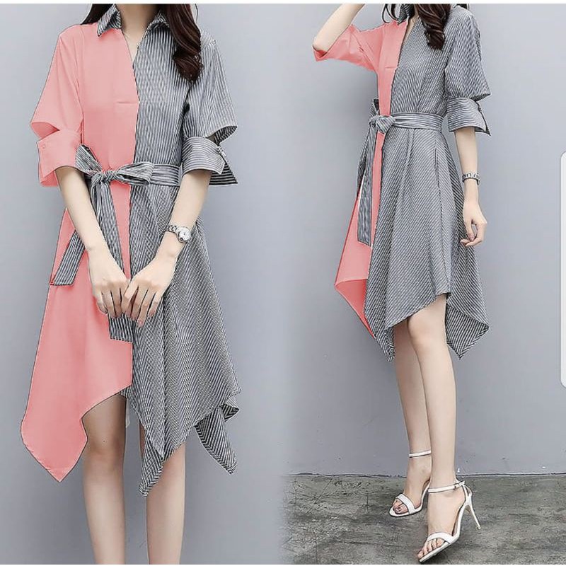 DRESS LULA Casual dres gaun simple midi mididress Korean style fashion Korea murah