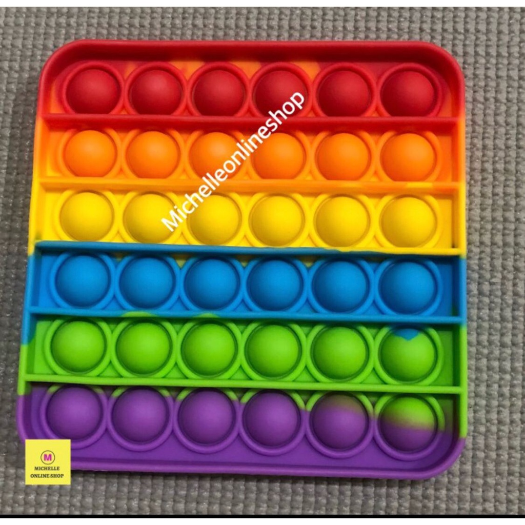 POP IT FIDGET PUSH UP POP ITS BUBBLE STRESS RELIEF BUBBLE SENSORY POP IT VIRAL TIKTOK-POP IT KOTAK RAINBOW