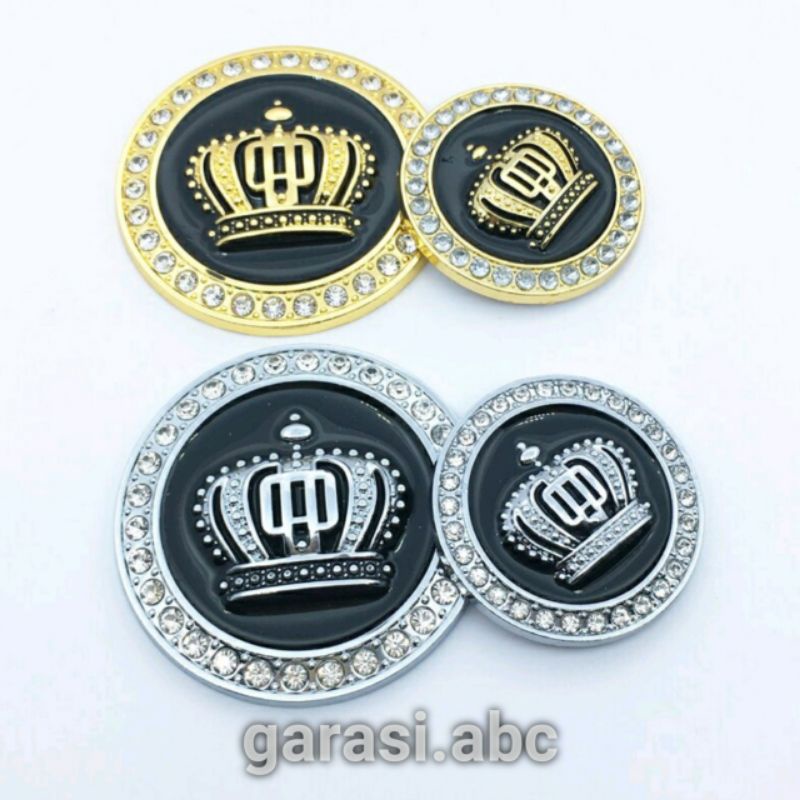 Stiker Emblem Badge Body Mahkota Berlian Timbul 3D Sticker Logo Krom Chrome Crown Diamond 3 D Dimensi Silver Gold Fender Stir Tangki Mobil Sepeda Motor Toyota Honda Suzuki Wuling Yamaha Vespa KIA Holden BMW Mercedes benz