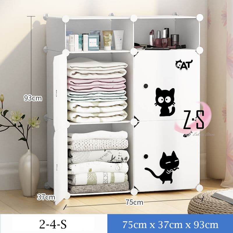 Lemari pakaian plastik lemari baju serbaguna rak portable - Putih