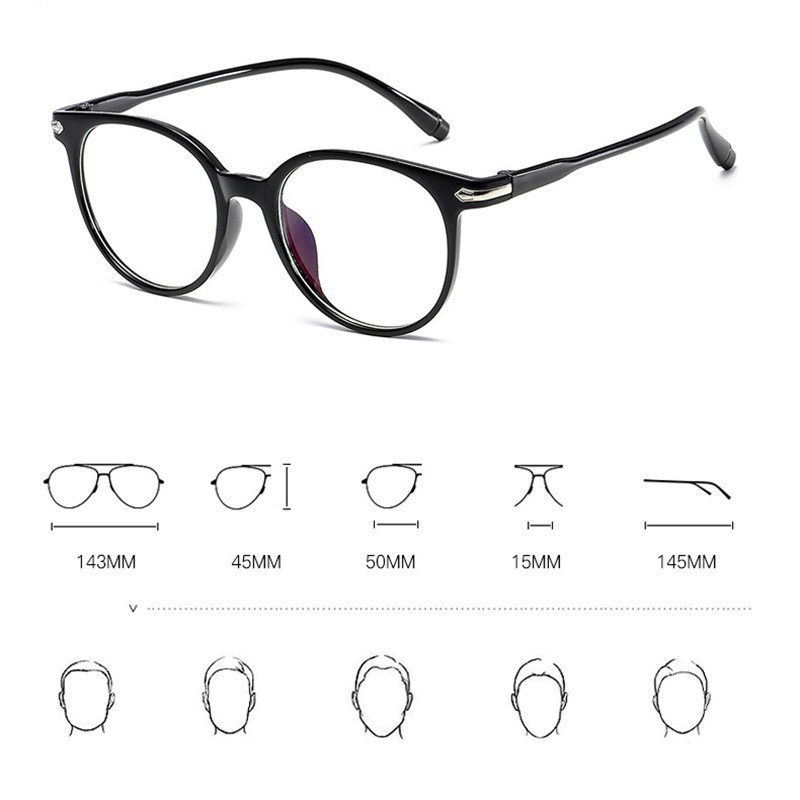 Tersedia 0°~-400° Korean Design Retro Kacamata Wanita/Pria Retro Gaya Anti Radiation Eyeglasses