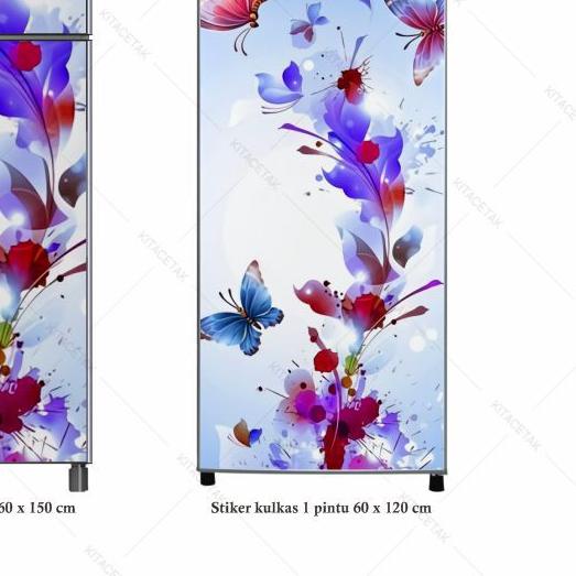 ➤ Stiker Kulkas Sticker Wallpaper Kulkas 1 dan 2 Pintu Motif Bunga Shabby ➹