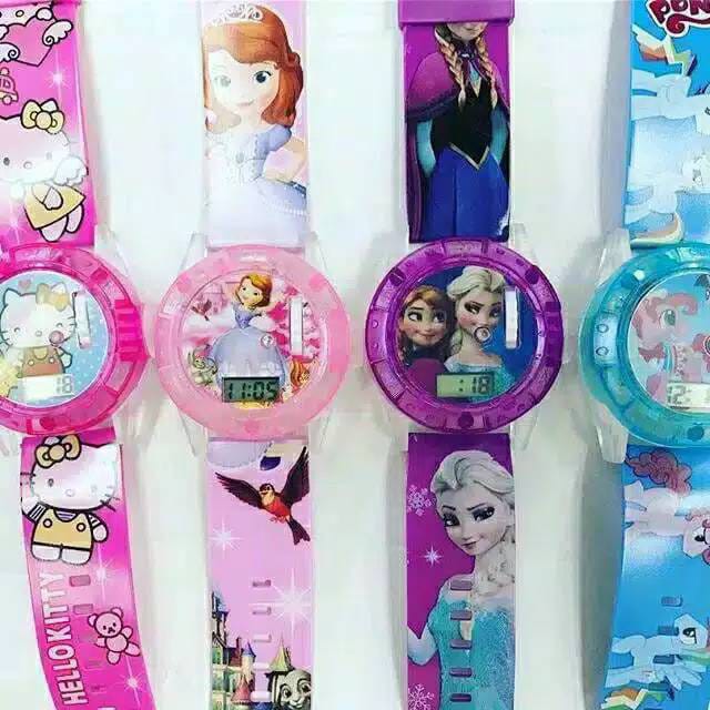 Jam Tangan Anak Laser Melody Musik Karakter Frozen