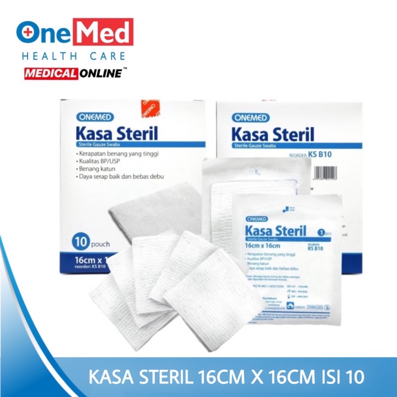 KASA STERIL ONEMED 16X16 ISI 10 PER BOX UKURAN 16cm x 16cm MEDICAL ONLINE MEDICALONLINE