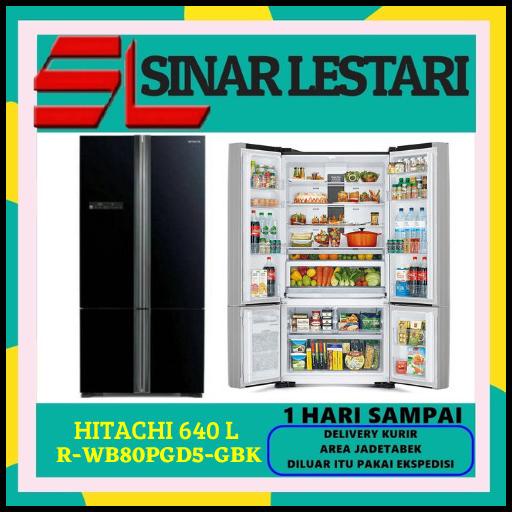 Hitachi R-Wb80Pgd5-Gbk Kulkas 4 Pintu 640 L Inverter Rwb80Pgd5-Gbk/Xgr