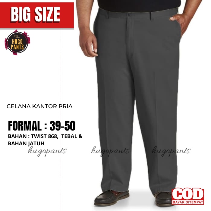 Celana Kerja Formal Jumbo Big Size Bahan Twist Hitam Pria