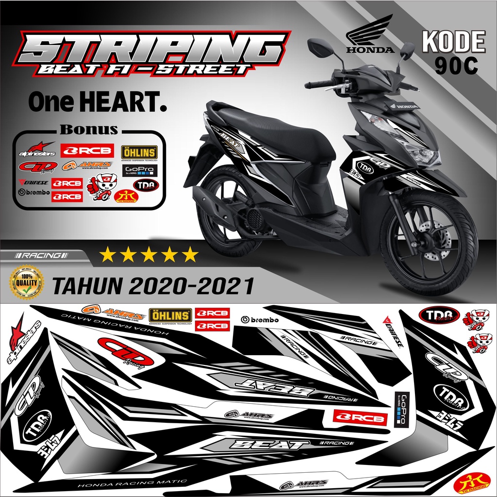 Striping Beat New 2020-2023 Stiker Lis Beat New Variasi kode 90