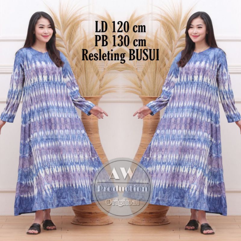 Daster Jumbo Kekinian Kaos Abstrak Lengan Panjang Busui Resleting Depan Dress Bumil Batik Pekalongan Adem Halus Termurah