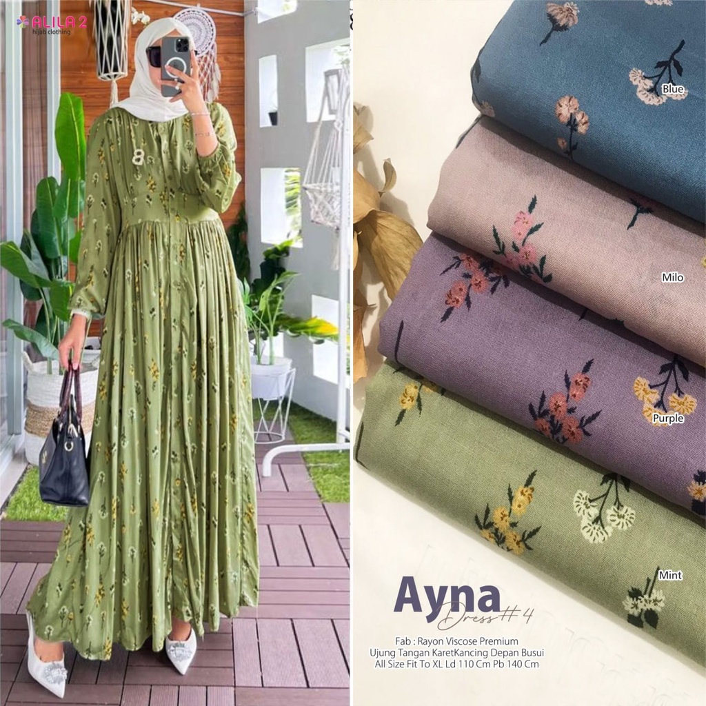 AYNA DRESS #4 BERMOTIF BAHAN RAYON VISCOSE ORIGINAL ALILA