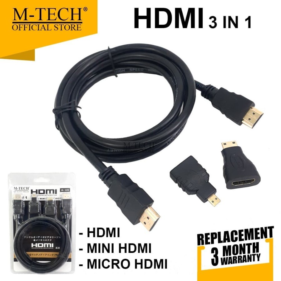 Kabel HDMI 3 IN1 1 Set Mini HDMI-Micro HDMi-HDMI - 1 Kabel HDMI 3 IN1