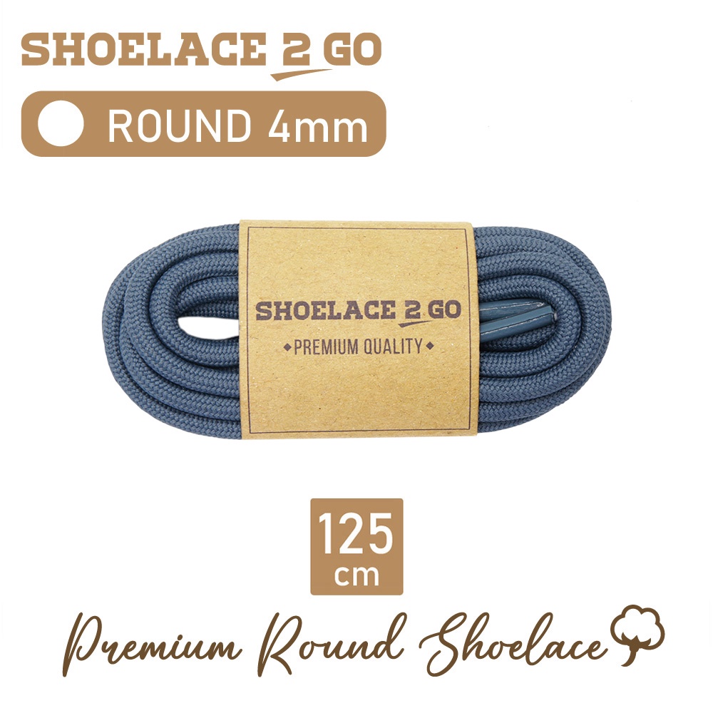 SHOELACE 2 GO PREMIUM TALI SEPATU BULAT ROUND - E1 - GREY - 125CM