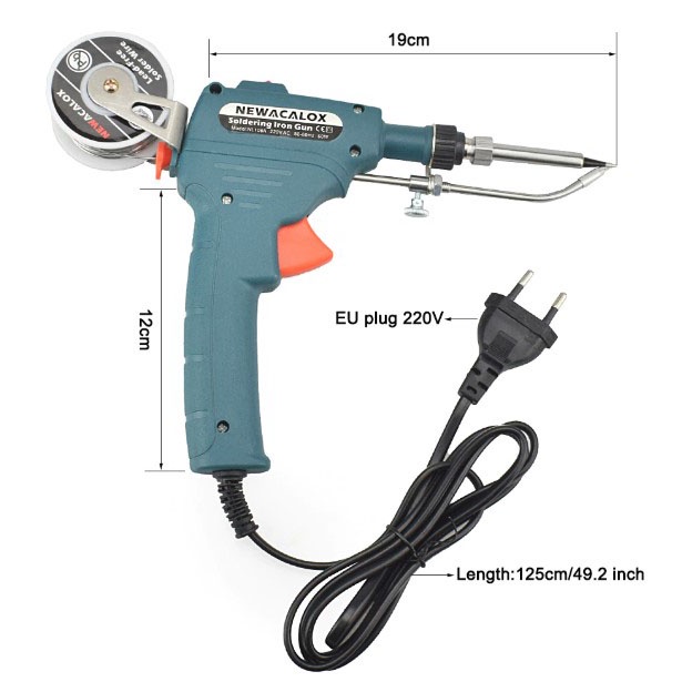 Solder Listrik Tembak 60W Model Pistol Dengan Tempat Penggulung Timah