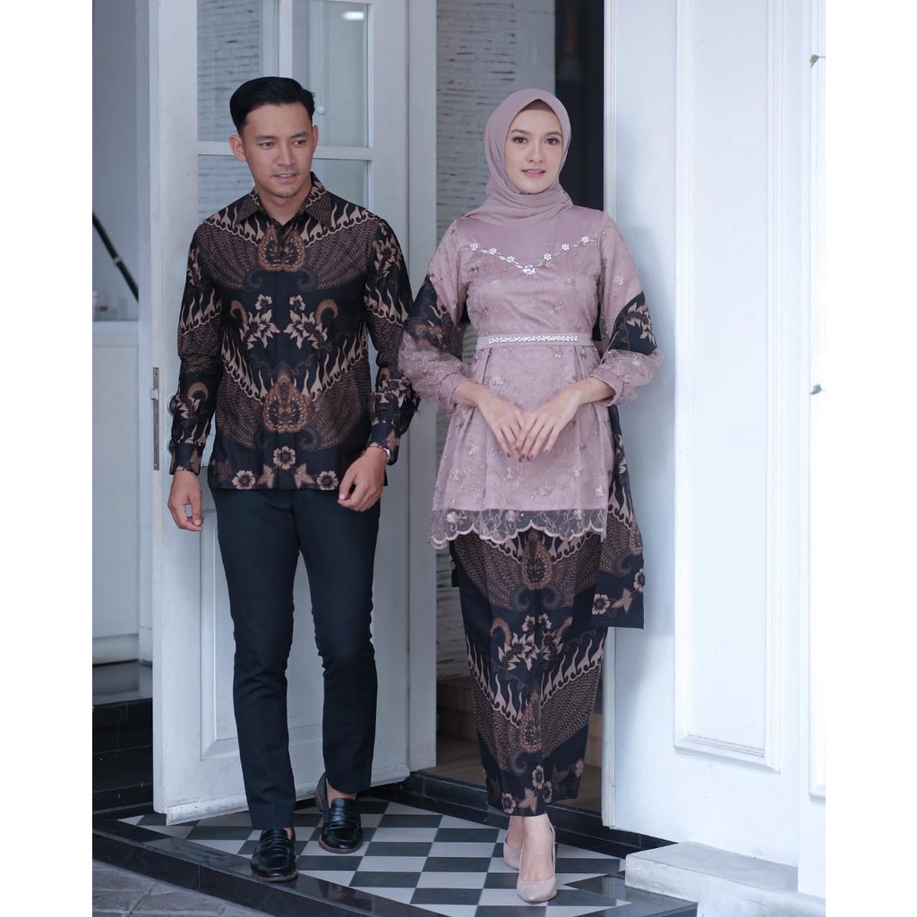 Set Kebaya Arunika - Kebaya Modern Kebaya Couple Tunangan Lamaran Baju Wisuda Batik Brukat Terbaru